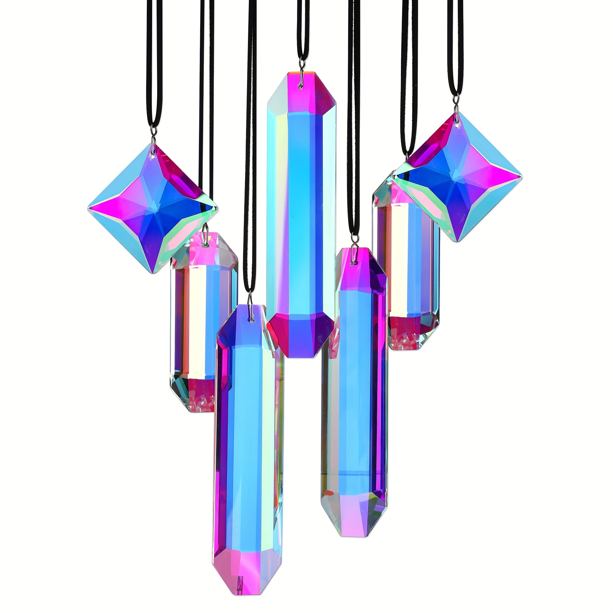 Image of 7pcs Catcher Prisms, Ab Colored Suncatcher Crystals Window Indoor Hanging Christmas Ornaments Prisms For Home Garden Decor