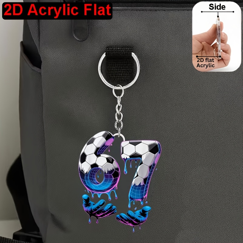 2d Flat, New Football 67 Acrylic Keychain, Suitable For Backpacks, Car Keychains, And Wallet Decorations