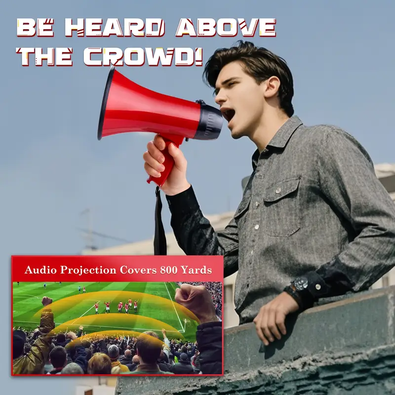 20 watt portable megaphone speaker with siren 240 second recording volume control durable abs material for outdoor events sports and emergency use details 2