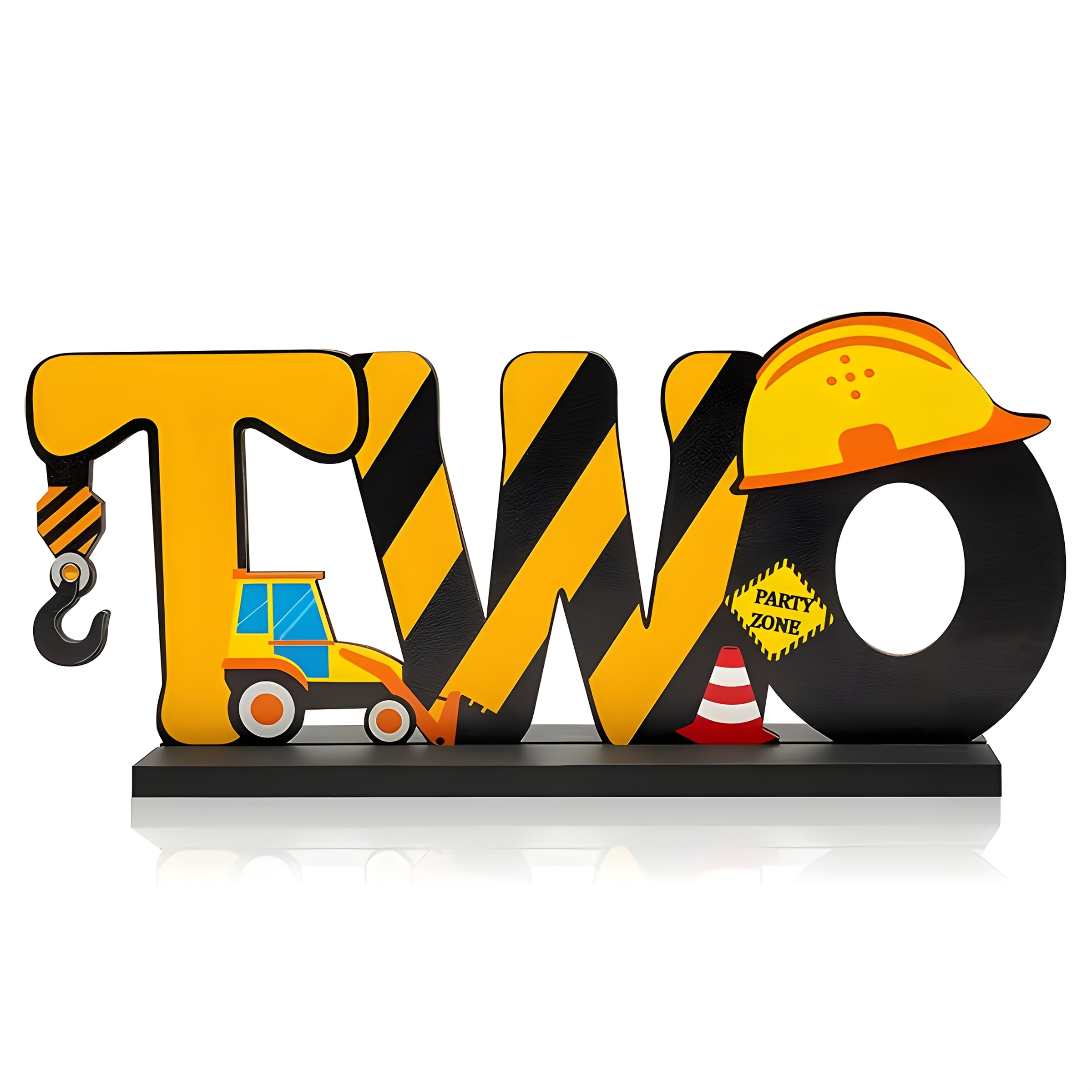 Image of A Construction Truck-themed Centerpiece For A Second Birthday Celebration, Featuring A Letter Logo And Wooden Table Ornament, Along With Party Supplies And Photo Props Halloween Christmas Decoration