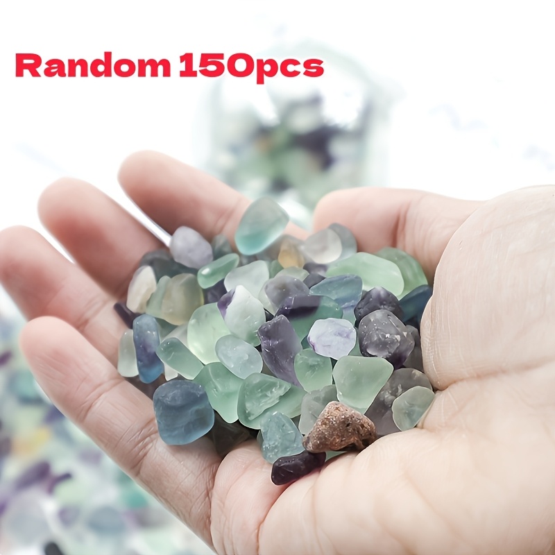 TEMU 150 (random) Mixed Color Fluorite Tumbled Stones | Very Suitable For Bonsai Potted Decoration, Home Garden Decoration, Vase Fillers And Craft