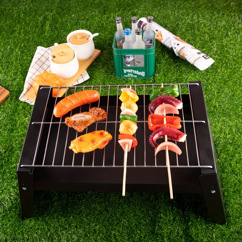 1pc Foldable Bbq Grill Basket Fish Roaster Portable Vegetable