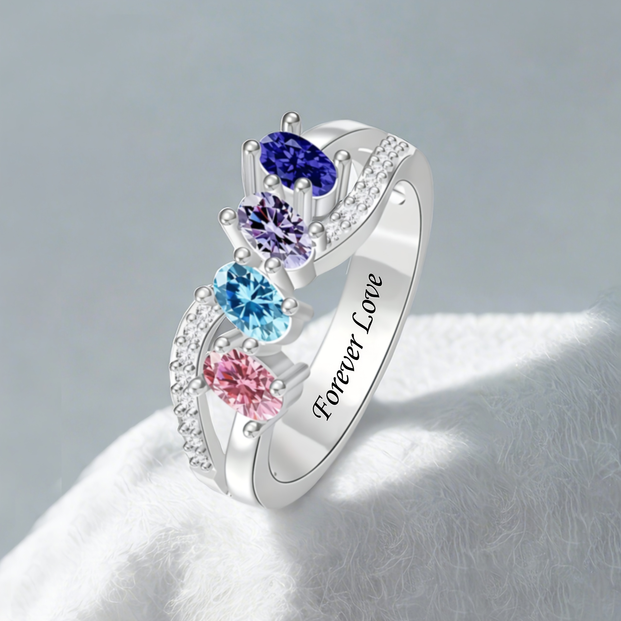 Personalized Classic Fashion Women's Ring with Birthstones