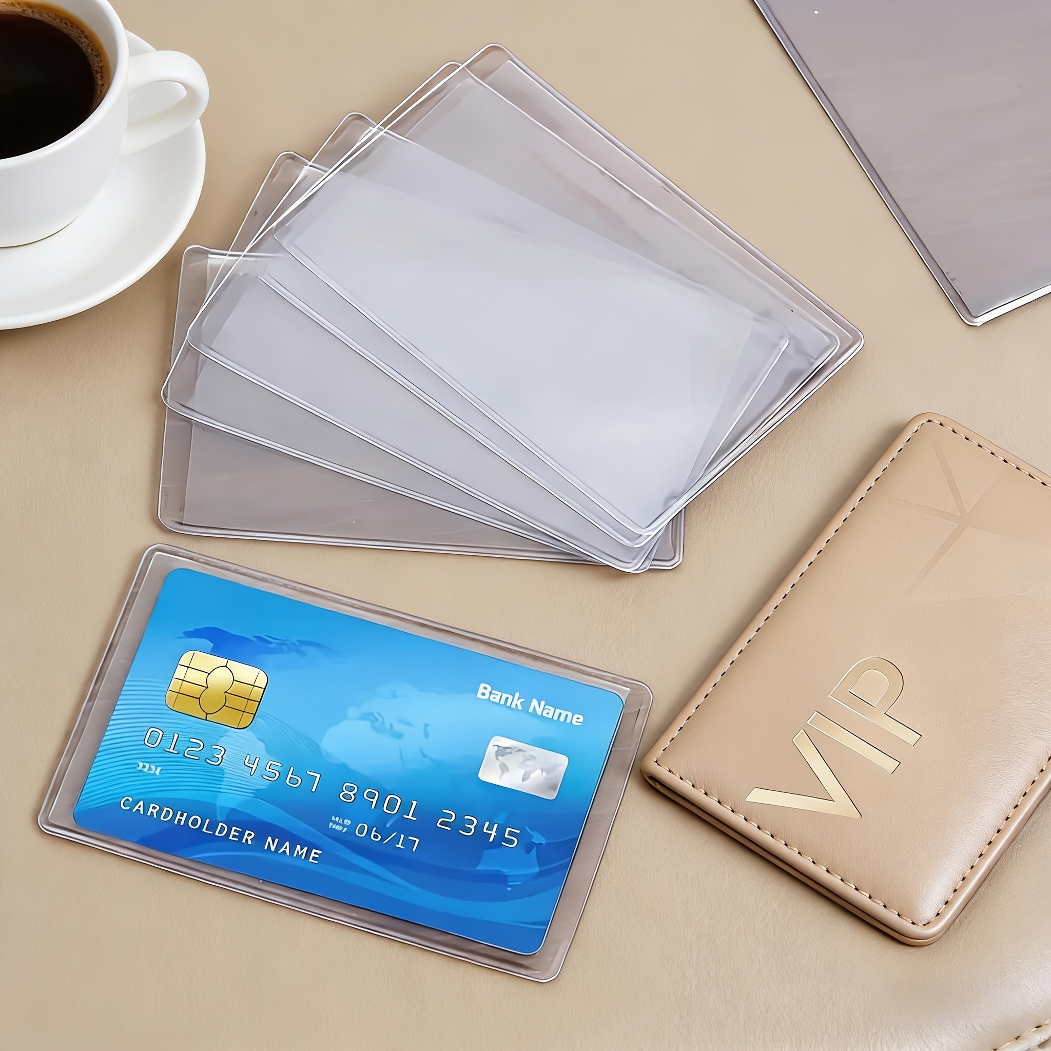 TEMU 7 fundas transparentes y duraderas de PVC para tarjetas, protección para tarjeteros, aptas para estuches de tarjetas de , tarjetas de campus,
