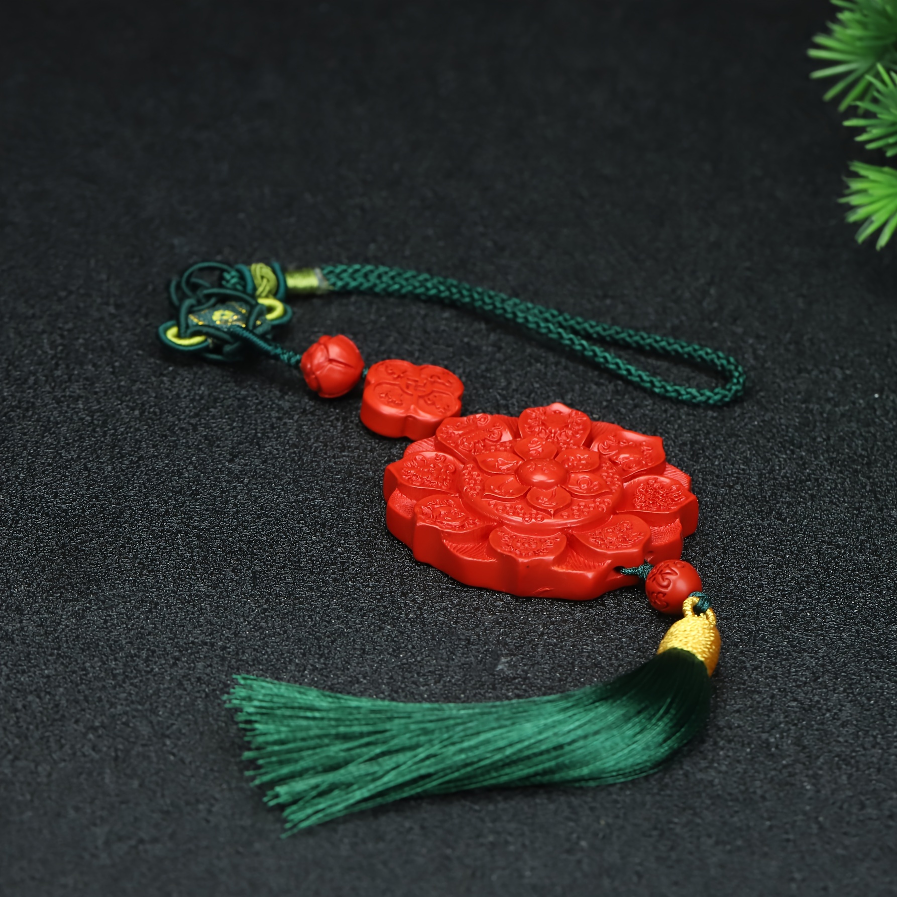 Chinese Style Cinnabar Lotus Lantern Pendant, Gift