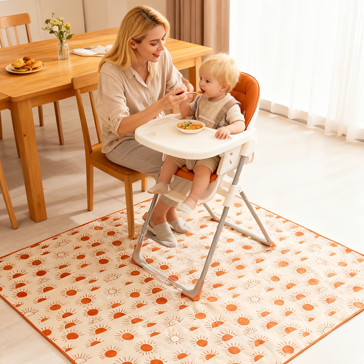 TEMU Versatile Baby Mat, Measuring 51.18''x 51.18'', Large Floor Splash Mat Portable For Play, Suitable For Use Under High Chairs, Arts And Crafts,