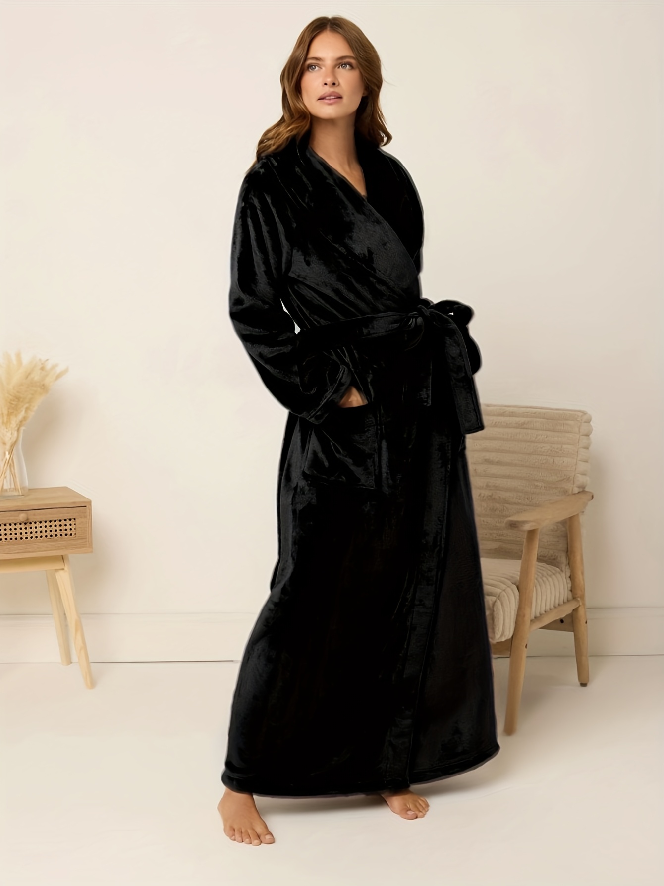 knee length dresses for ladies Black Velvet Peignoir Dressing Gown – Jennafer Grace main image 1