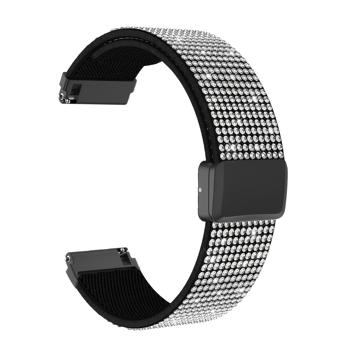 E-shop 20mm 22mm Magnetische Schnalle Uhrenarmband für Samsung Galaxy Watch 8/7/6/5/4/FE, dehnbares Nylon Bling Soft Uhrenarmband für