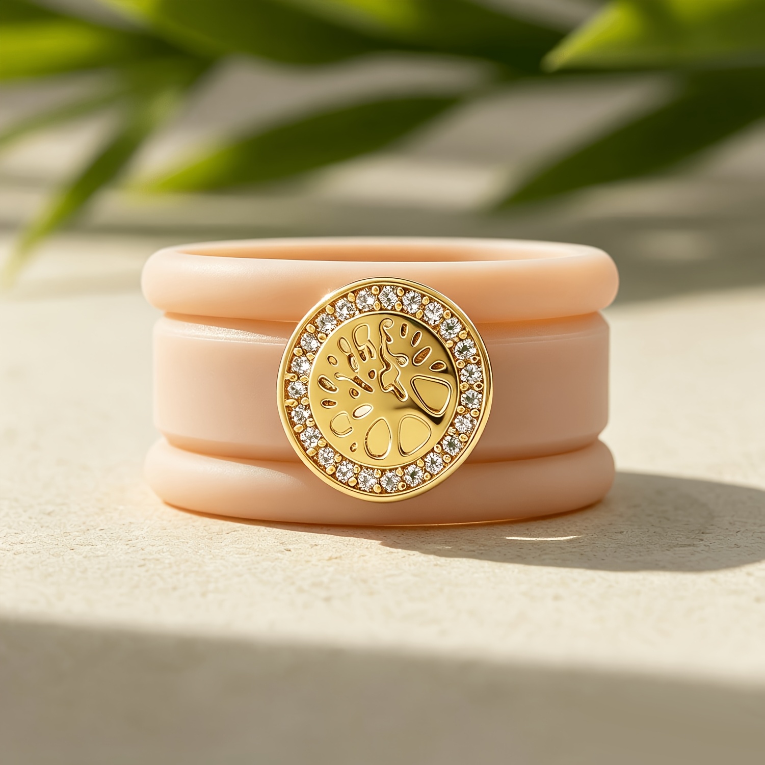 3pcs 14K Golden Plated Khaki Silicone Rings Set