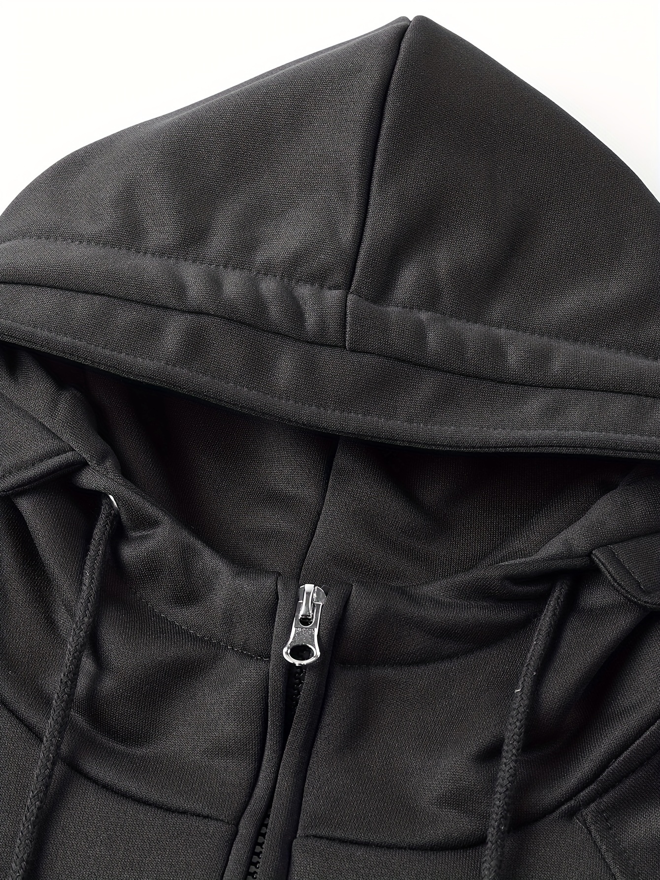 men's quarter zip hooded sweatshirt with front flap pocket design, men's stylish pullover tops for spring autumn black 1