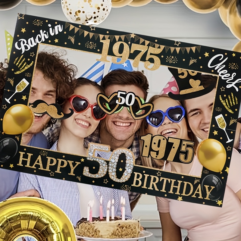 1pc elegant black golden 50th birthday   customizable back the 70s party banner birthday decorations with golden accents sturdy paper material for milestone birthday party photo booth props anniversary decor perfect birthday gift for him her   0