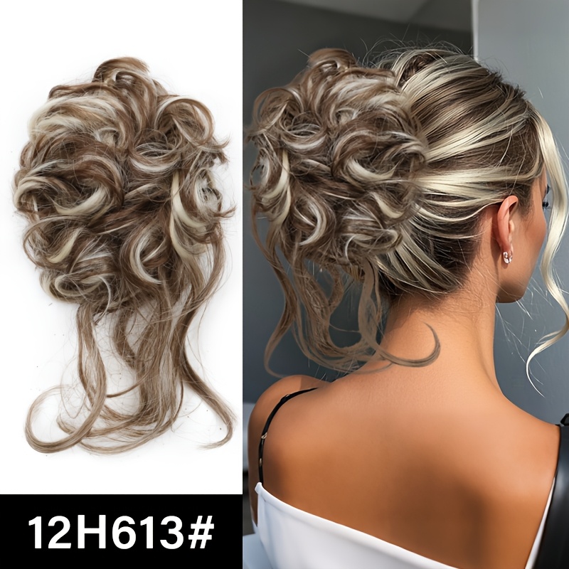 Synthetic Hair Buns Multiple Colors Messy Curly Hair Loops Fluffy Bun Rubber Bands Suitable For Fashionable And Stylish Women