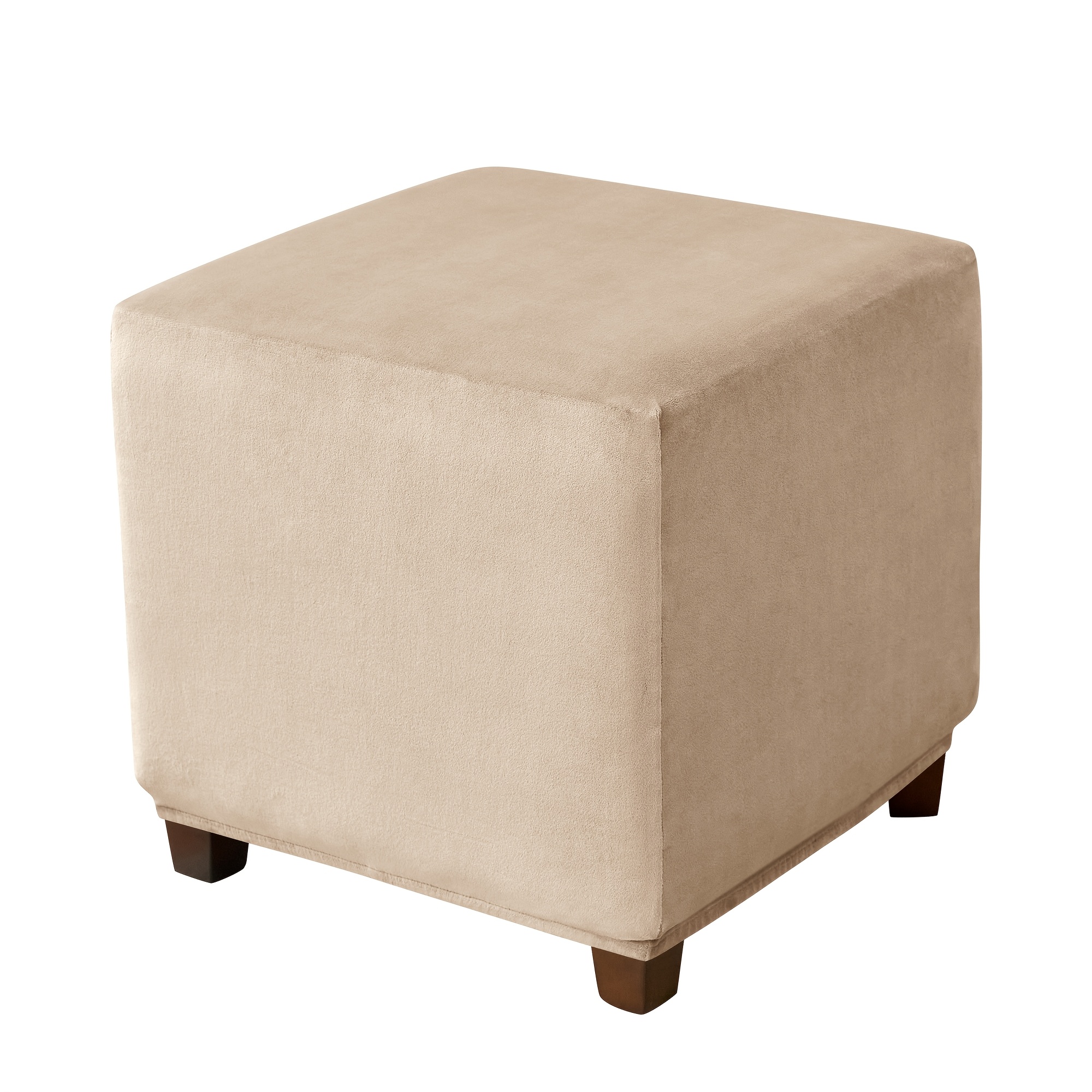 TEMU 1pc Home & Hotel Elastic Super Soft Silvery Fox Plush Square Footstool Cover