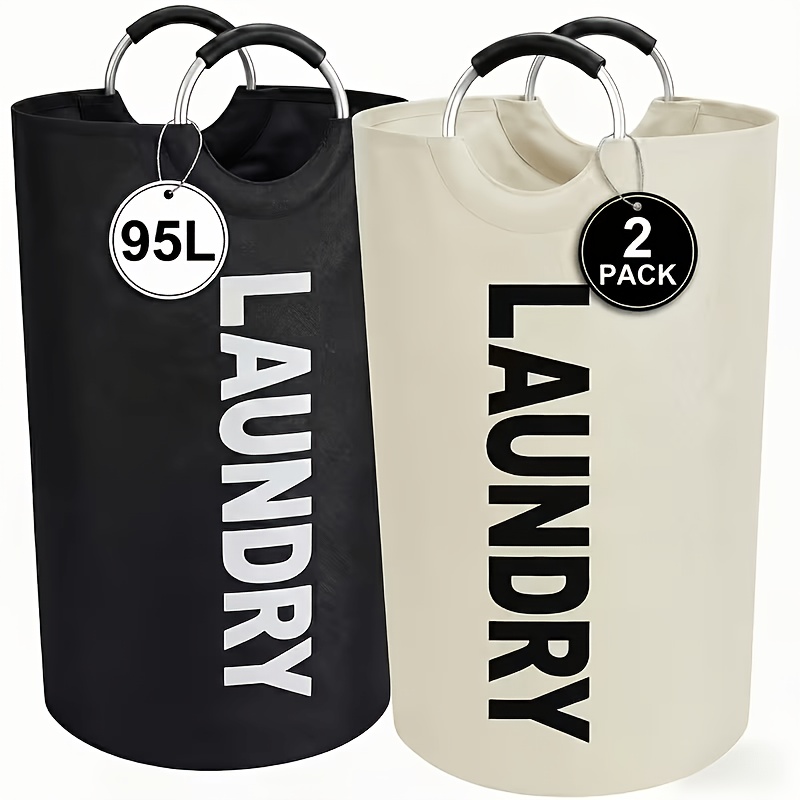 TEMU 2pcs Large Laundry Basket With Foldable Laundry Bag, Freestanding Elevated Design, Foldable Laundry Bin, High-quality, Space-saving Design,