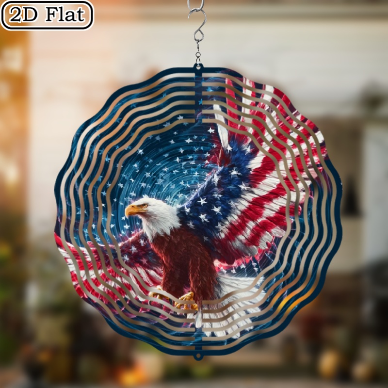 TEMU 2d Flat - 10-inch Double-sided Flag Wind Spinner - Retro Design, Sturdy Metal, Easy To Set Up For Garden Home Decoration For Halloween, 2d Flat