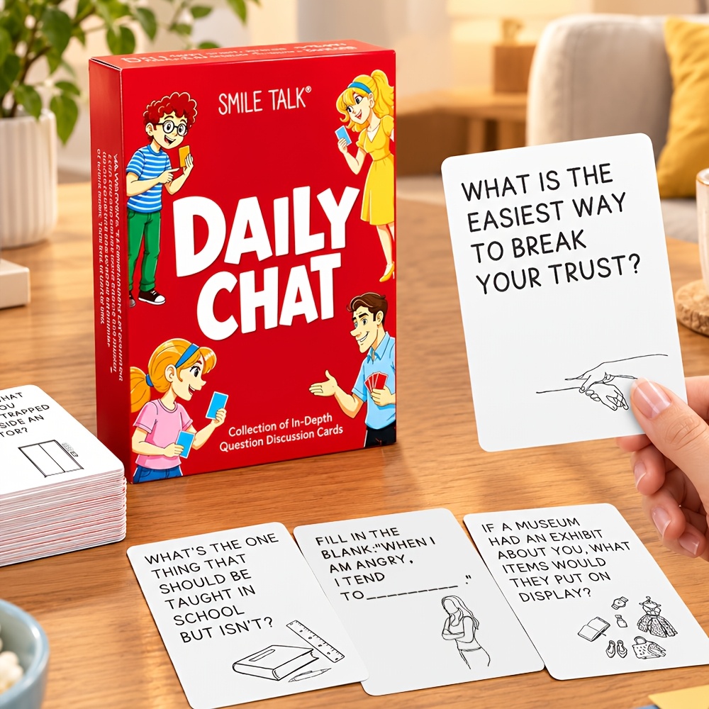 SMILE TALK Juego de Cartas para Conversación Diaria. Juego de Cartas Portátil para Fies...