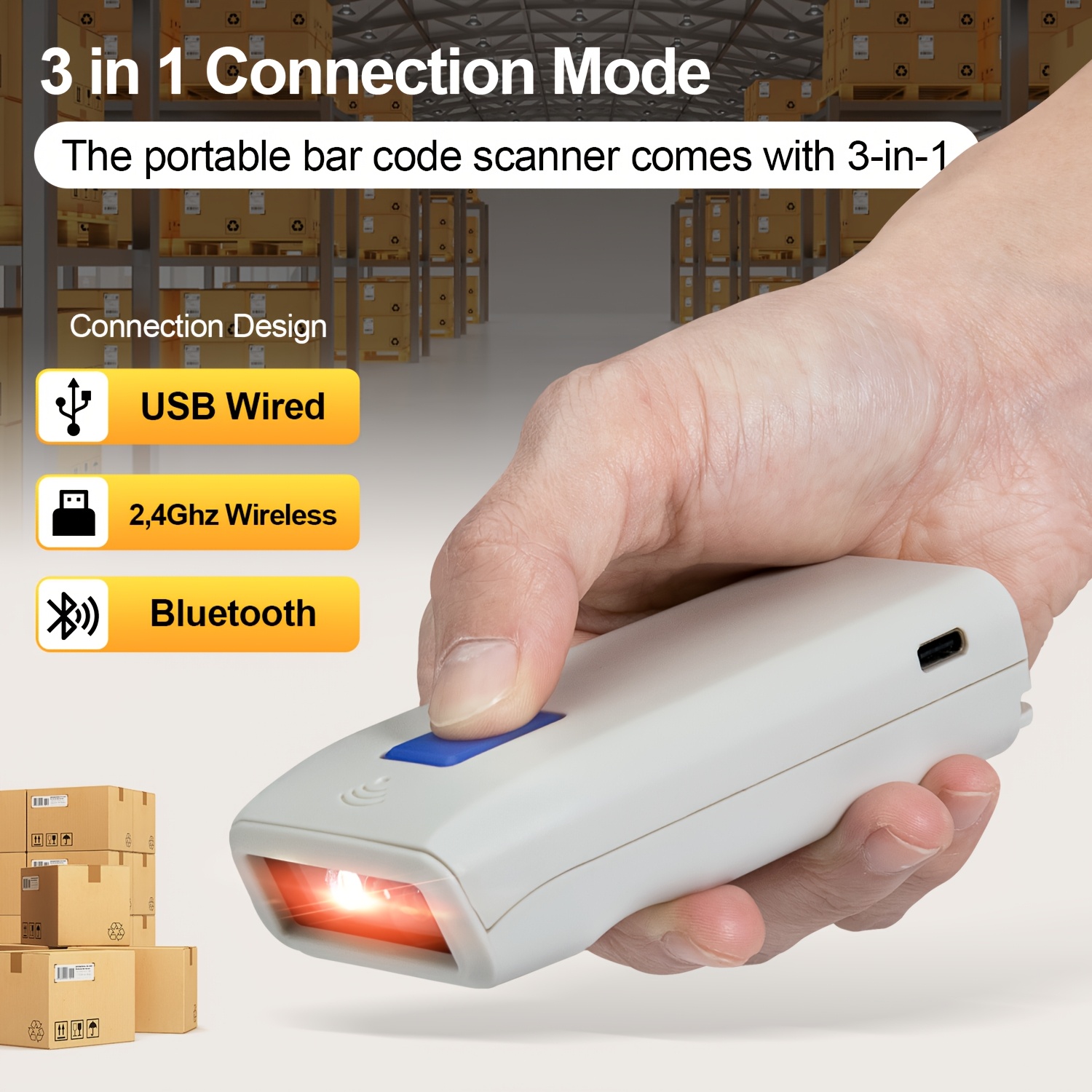 NETUM QR Code Scanner Mini Handheld Portable Barcode Scanner, with... product image 6