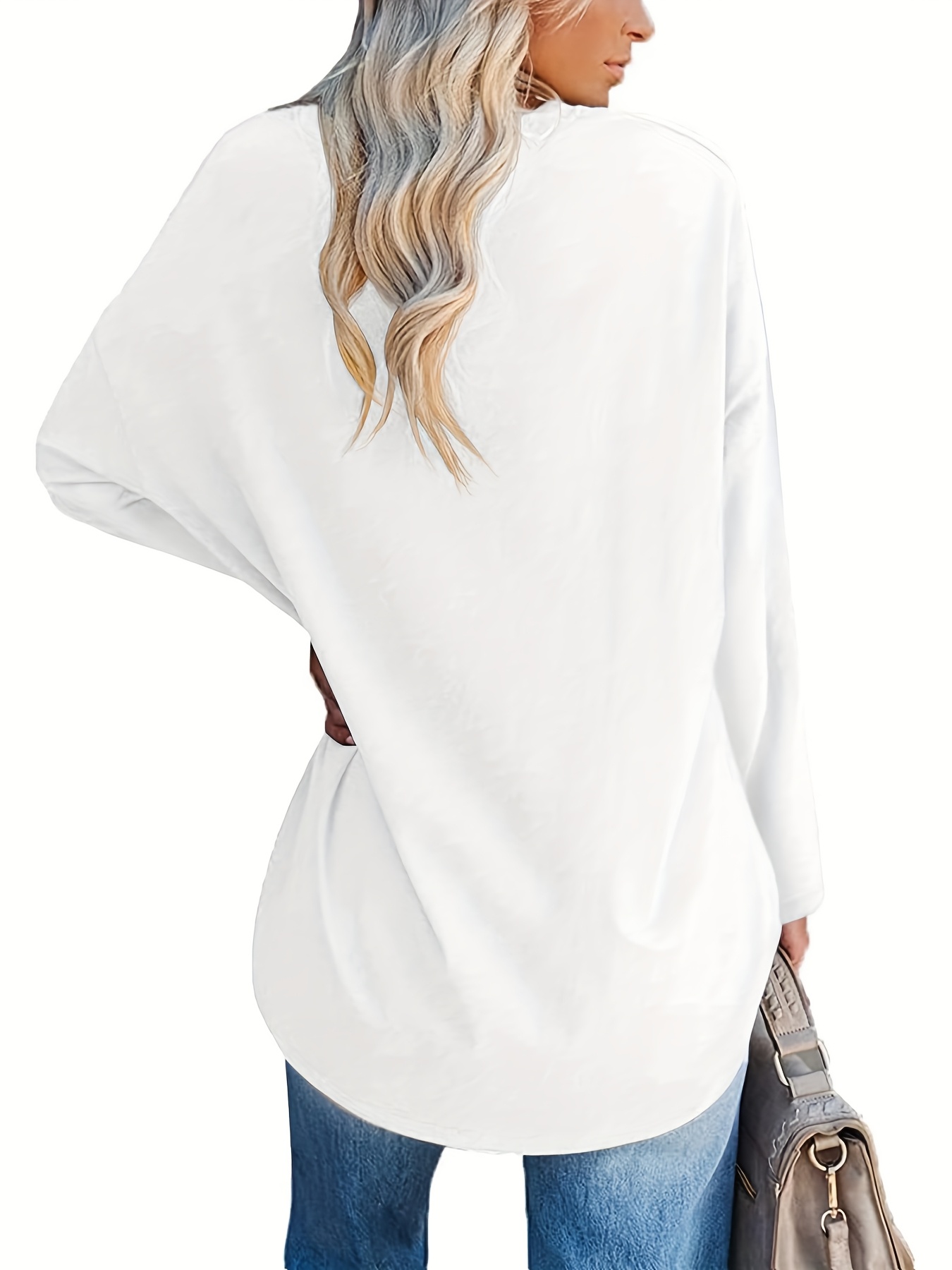 Moterys ilga marškinėlė, oversize, ilgi rankoviai, apykaklė/T-Shirt/Puloveris/Pradinė tunika