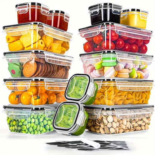 set mit 28 lebensmittelbehältern mit deckeln (14 behälter + 14 deckel), meal prep boxen, von bis groß, luftdichte aufbewahrungsboxen, spülmaschinen-, mikrowellen- gefriergeeignet