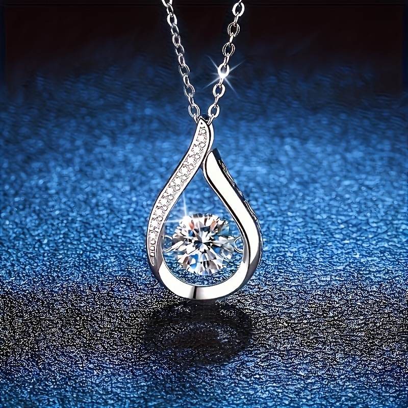 

Elegant Vintage Teardrop Moissanite Pendant Necklace - No-plating , Timeless Fashion Jewelry For Daily Wear & Special Occasions, Perfect Valentine's Day Gift & Anniversary Accessory