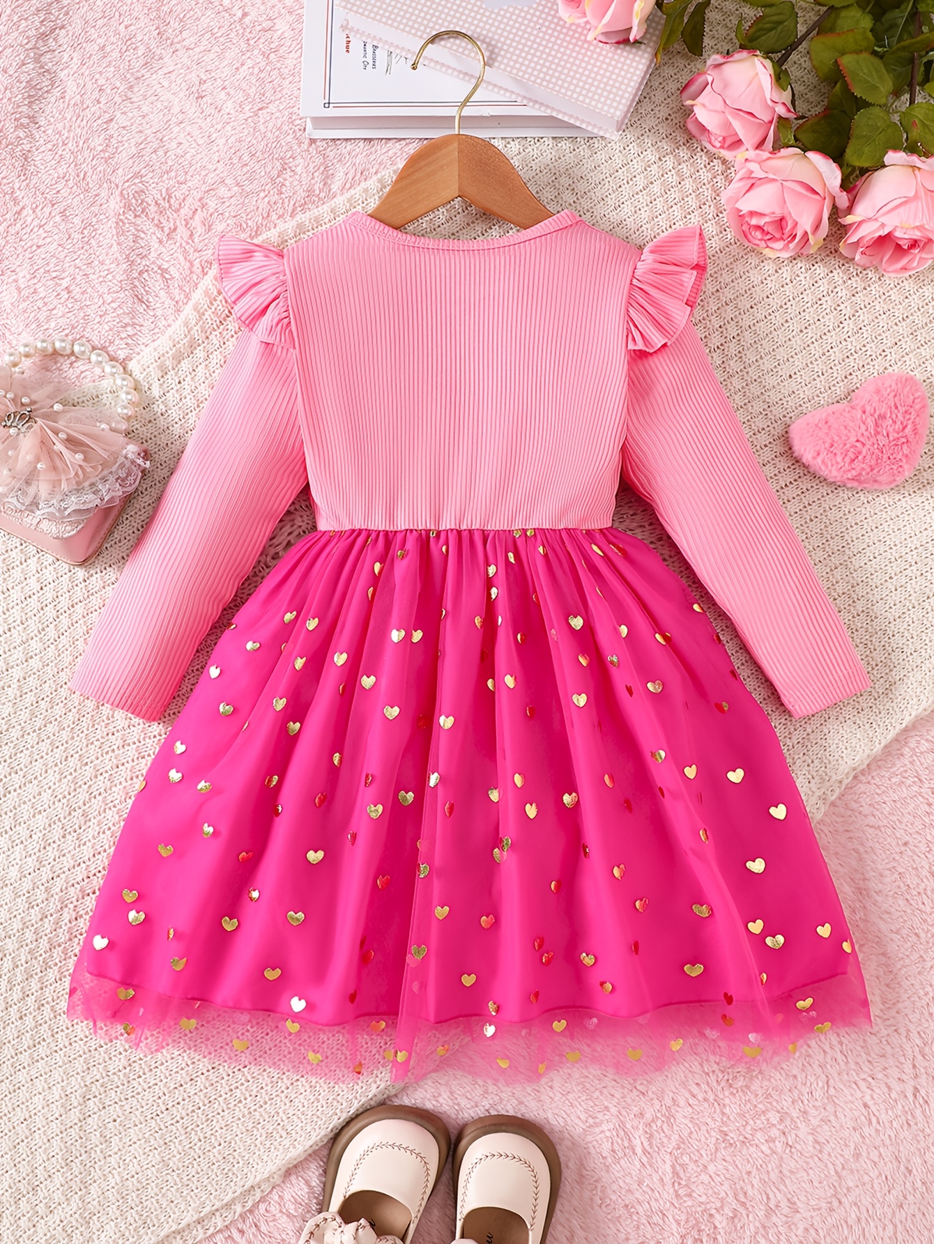 open lace back dress Girls Autumn Beaded Bow Mesh Princess Dress – marryshe main image 1