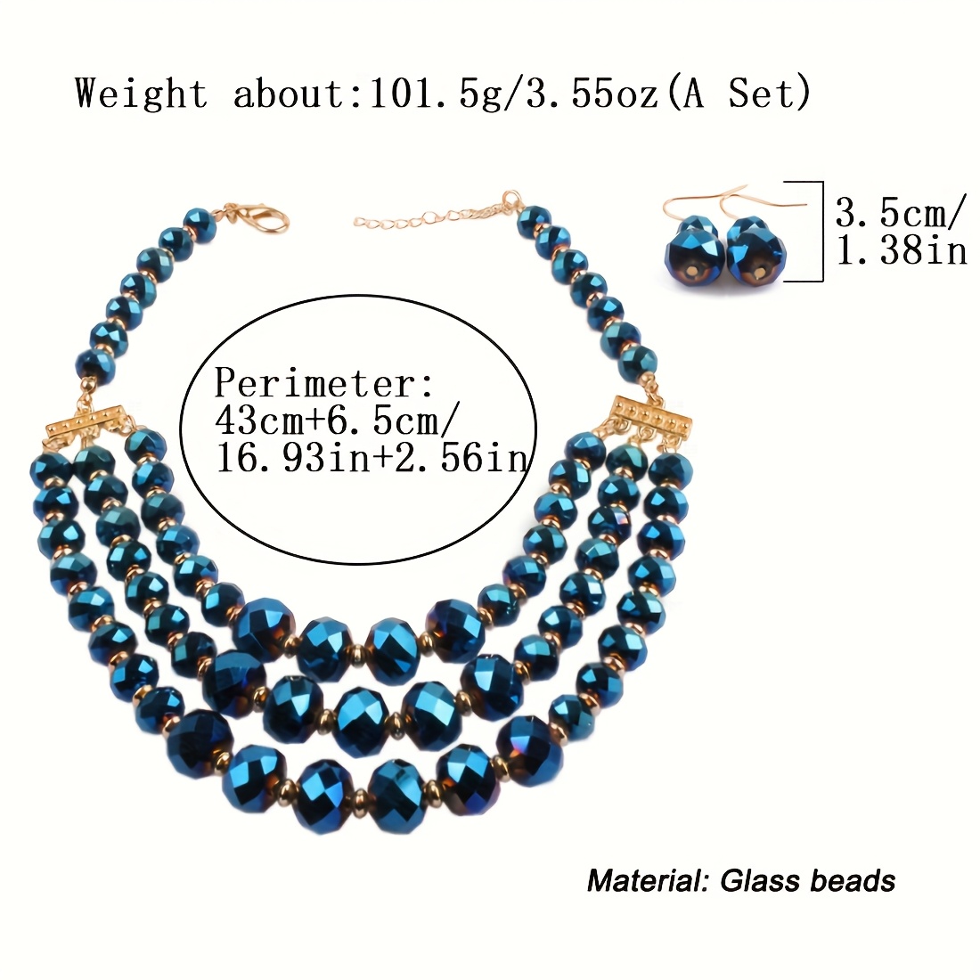 3pcs Earrings Plus Necklace Set Evening Party Decor Birthday Gift