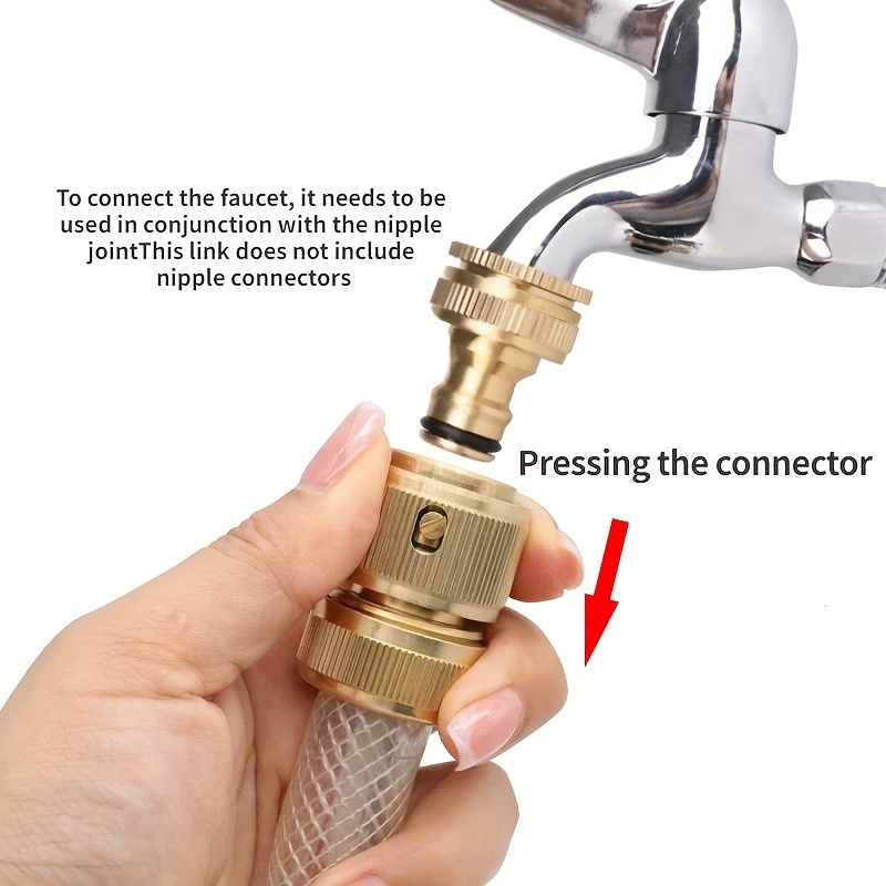 conector de torneira de jardim em alumínio, conjunto de 2 unidades, adaptador de torneira roscada universal para equipamento de rega, acessório para lavagem de  , conexões rápidas para uso interior e exterior 4