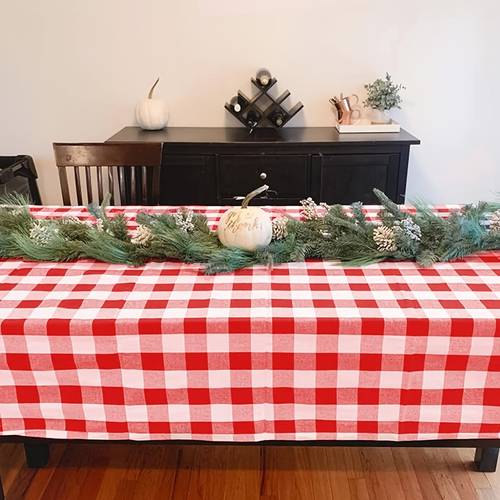 red and white checkered tablecloth for christmas made of 100 cotton picnics and farmhouse decor