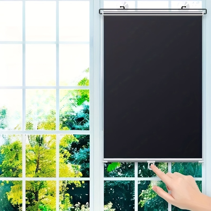 2pcs Blackout Sunshade Curtains, No Drilling Required for Home & Office Use, Adjustable Length, Ideal for Kitchen Glass Windows and Bedroom Windows, Indoor/Outdoor Installation
