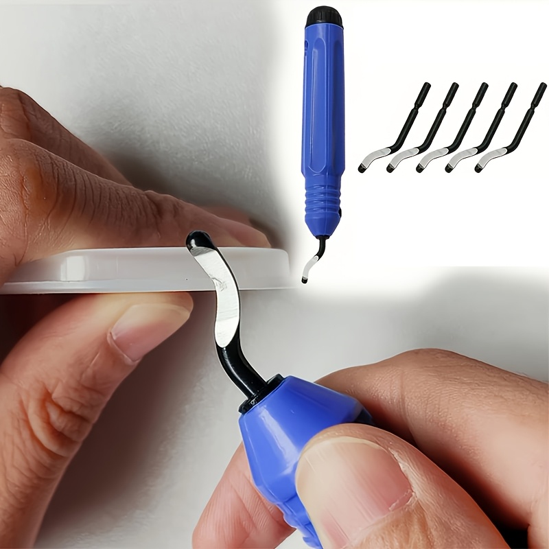 5pcs Set (1 Pen + ) / 6pcs Set (1 Pen + 5 ) Blue Pen Rotary Blade Deburring Tool - Suitable For Metal, Resin, Pvc Pipes, Plastic, And 3d Printed Edges - Pipe And 3d Printed Burr Removal Reamer Tool