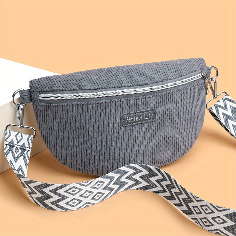 Image of New Corduroy Fluffy Women's Crossbody Bag Women's Shoulder Bag Striped Pattern Strap, Adjustable Strap Length, Suitable For Daily Shopping Leisure Vacation, Phone Pouch Coin Purse, Gift