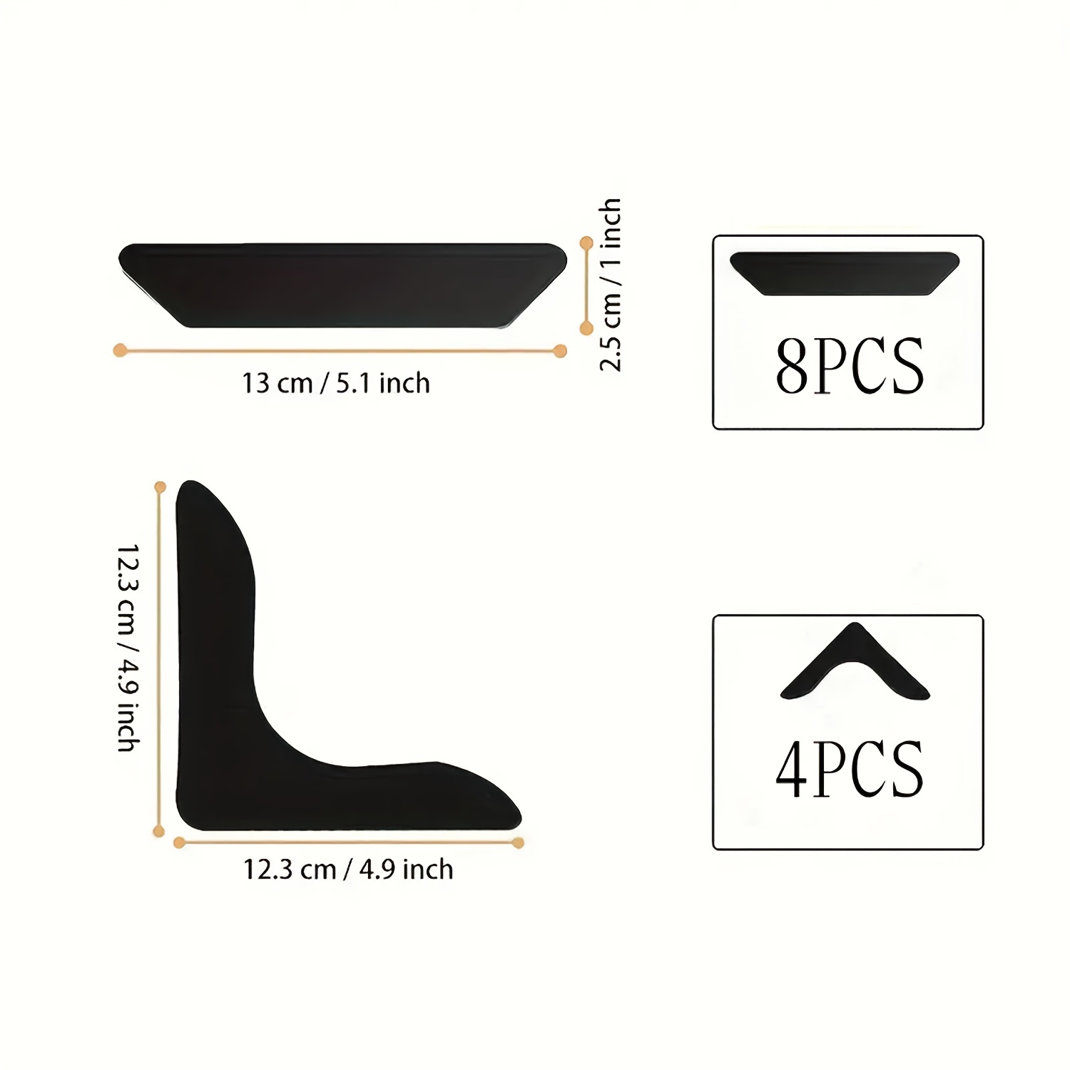 Image of 12pcs Anti Slip Rug Gripper Set - Double Sided, Self-adhesive And Washable Carpet Pad, Suitable For Hardwood Floors, Bedroom And Indoor Use