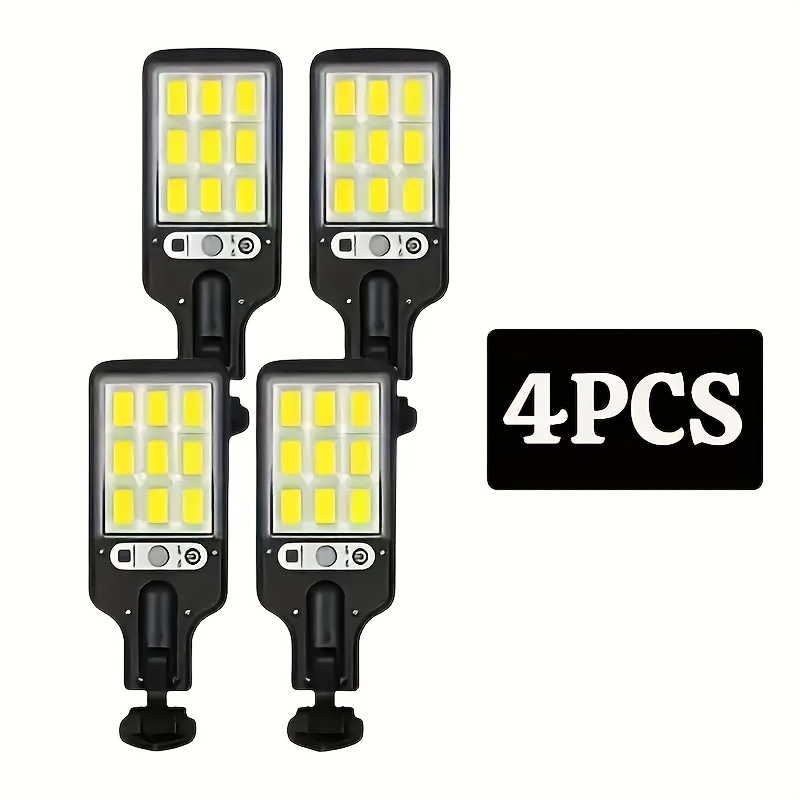 TEMU 2026 4pcs Solar Street Light Outdoor 3 Led Solar Light 120° Wide Angle Lighting, Suitable For Outdoor Courtyard Garden Lights, Led Walight Dusk