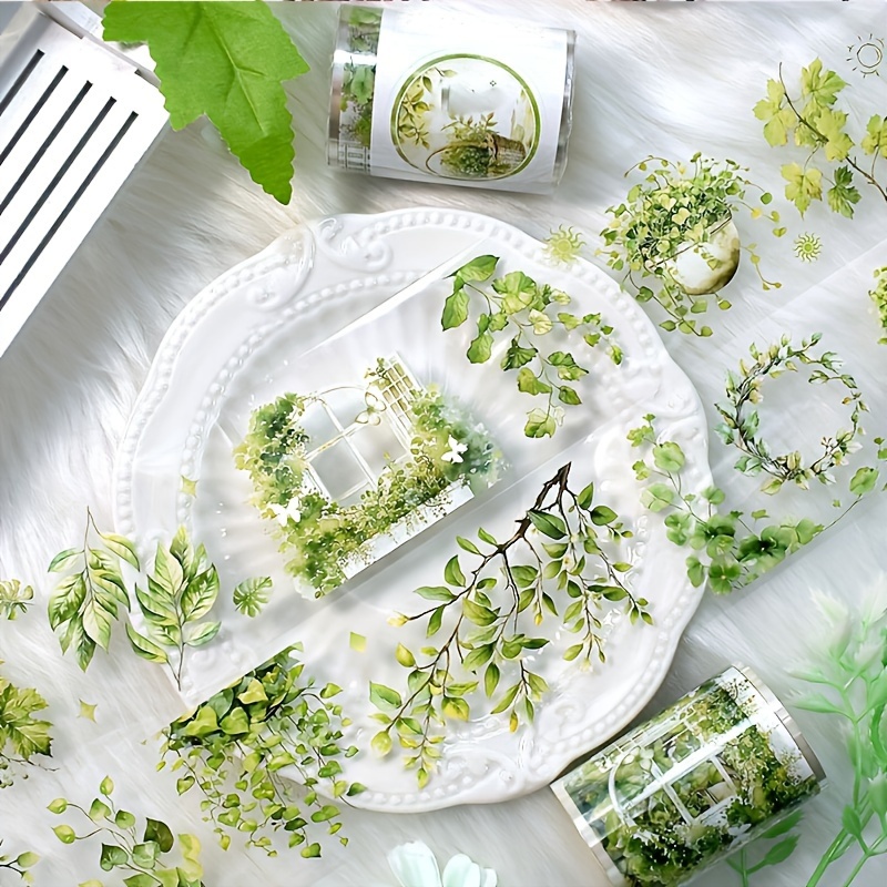 

Spring Garden Floral Decorative Tape - Durable, Matte Finish Pet Stickers With Unique Irregular Shapes For Scrapbooking & Stationery