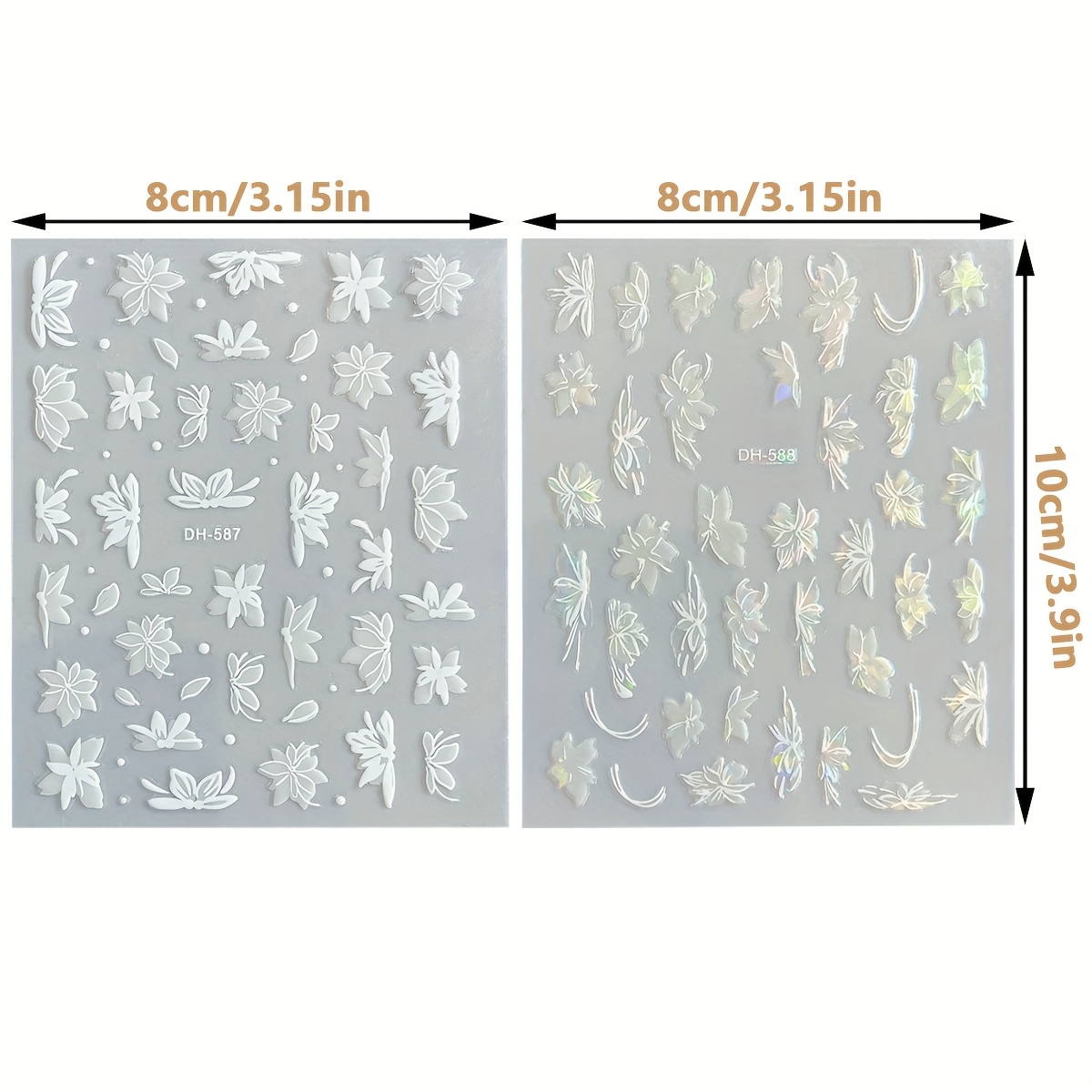 2 Sheets of Elegant Magnolia 3D Nail Stickers