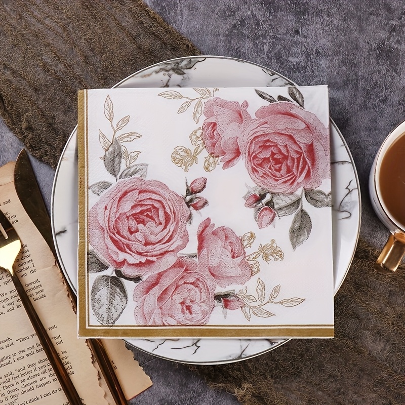 Image of 20 Sheets/pack Print Wedding Party Napkins, Table Runner, Hotel & Café Placemats, Dinner Napkins