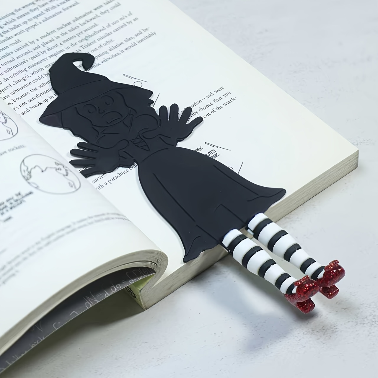 TEMU Halloween Witch Bookmark Creative Cartoon Witch Model Bookmark Student Stationery Holiday Gift High-quality Bookmark