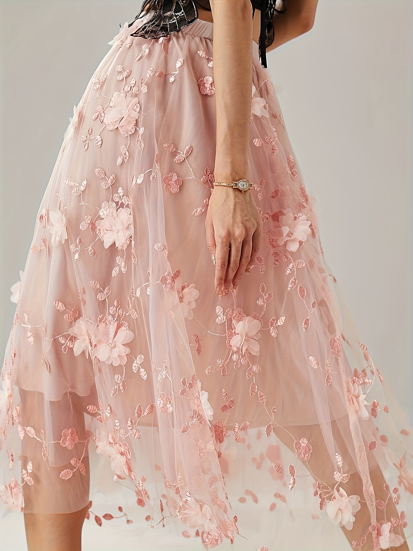 print sheer mesh midi skirt lightweight summer skirt pink Temu