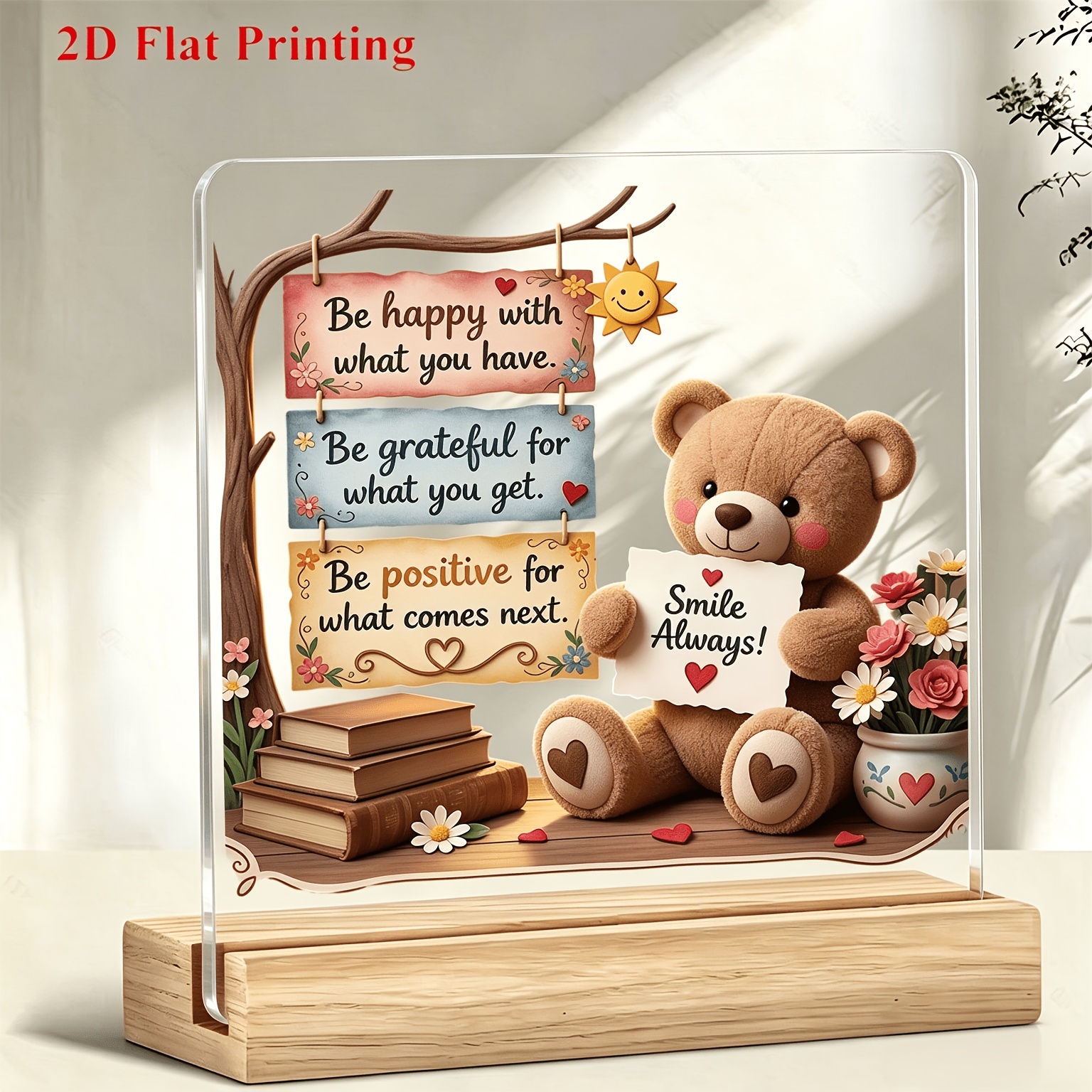 TEMU 1pc Support de décoration de bureau en acrylique Ours d' inspirant et Poids de papier à motif, Décoration de bureau, Convient pour , les , le