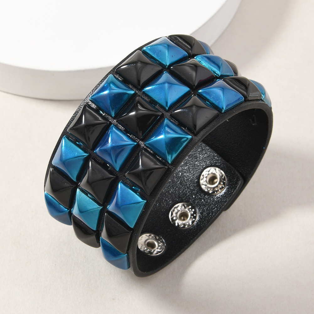 PU Fashion Bracelet with Multicolor Square Buckle, Unisex