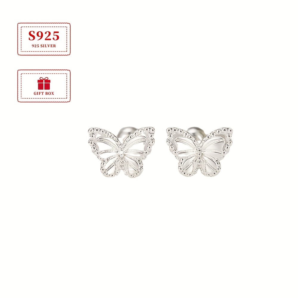 TEMU Sterling Silver 2pcs Double Layer Stud Earrings - Adorable Japanese And Korean Style, Screw Back, Daily Wear Fashion Jewelry, 1.14g