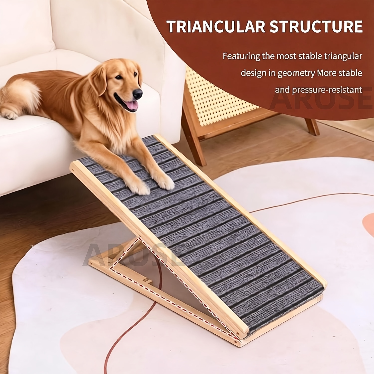 Pet Ramp Stairs, Compact Pet Stairs Designed For Sofas, Ladder For Dogs And Cats, Suitable For Small And Medium-sized Dogs And Cats, 15.75 Inches High, Adjustable Height And Foldable