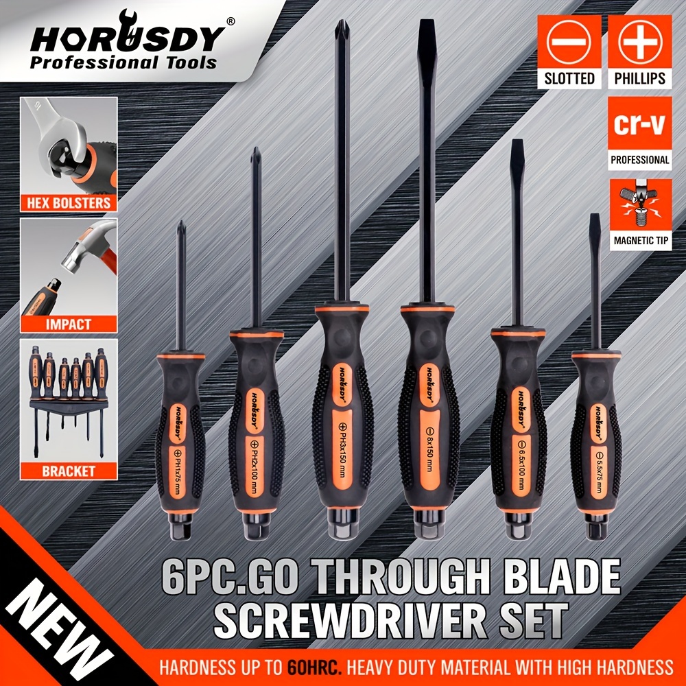 TEMU 6pcs Magnetic Screwdriver Set, 3 Phillips And 3 Tips Screwdriver For Fastening, Chiselling And Loosening Screws (new Screwdriver Set)