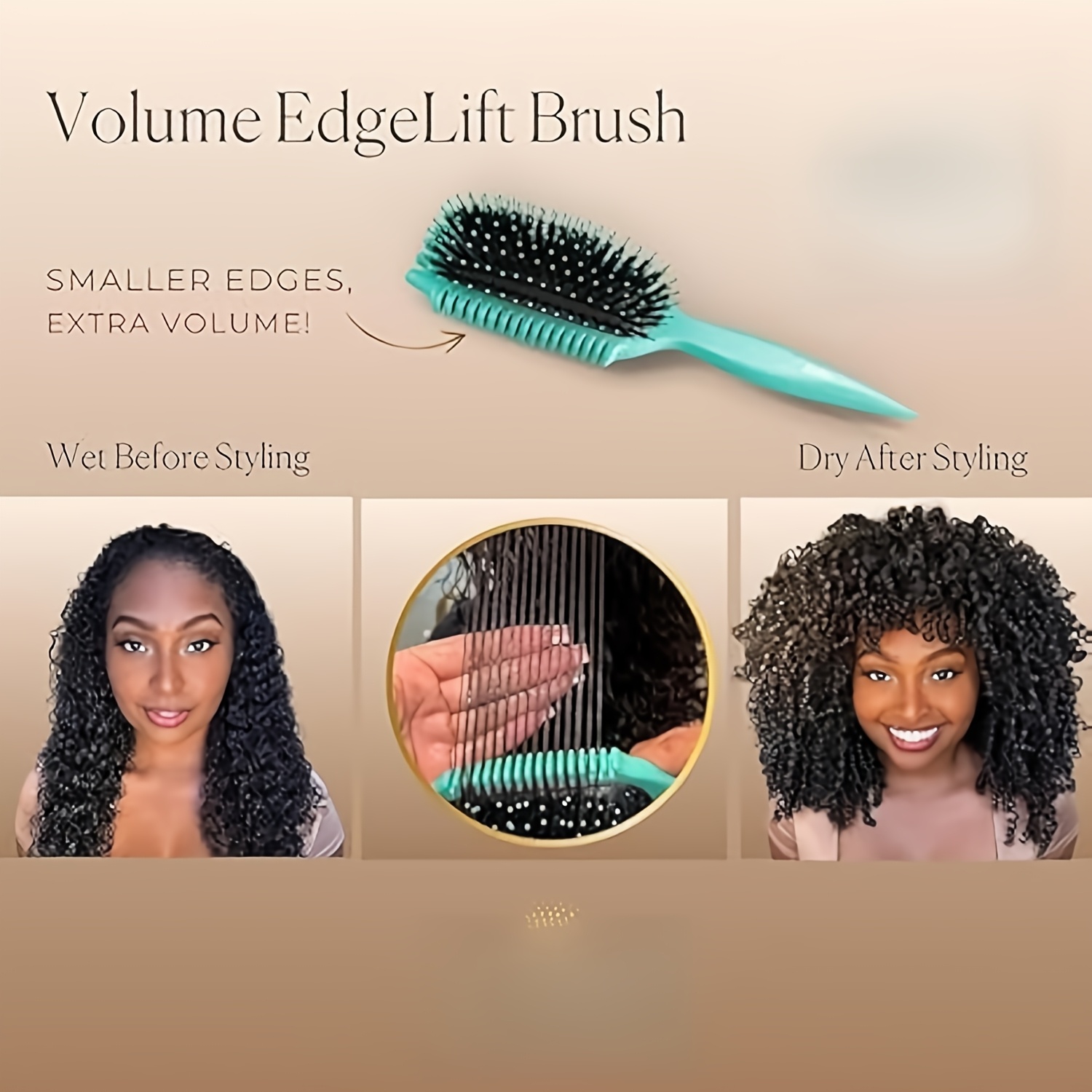 Natural Hair Bristle Brush For Curly Hair In Volumizing Edge Lift