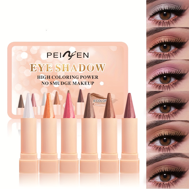6pcs Waterproof Glitter Eyeshadow Set - Long-Lasting, Smudge-Proof, Vibrant Colors for Stunning Eye Makeup, Ideal Holiday Gift, Includes 6 Shades in Beige, Brown, Black, and More, Festive Gift Idea|Vibrant Eyeshadow|Waterproof Formula, Eyeshadow Palette, Eyeshadow, Makeup Product, Good Quality Eyeshadow