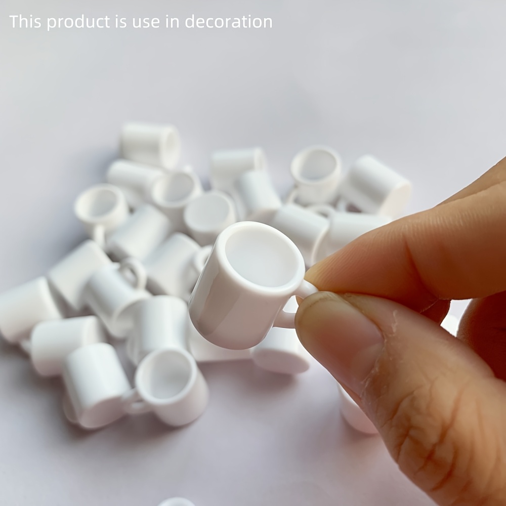 

5 Mini White Cups Made Of Polyester Resin, Cute Resin Coffee Cup Pendants, Suitable For Diy Keychains, Hair Accessories, Dollhouse Decorations, And Jewelry Making Materials.