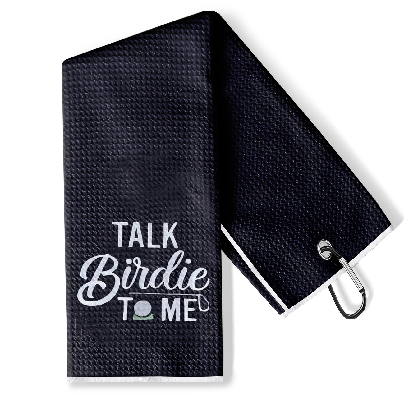 TEMU Talkbirdietome Golf Towel With "talkbirdietome" Lettering, Featuring A Simple English Font Style. Comes With A Looped Metal Hook. And Soft,