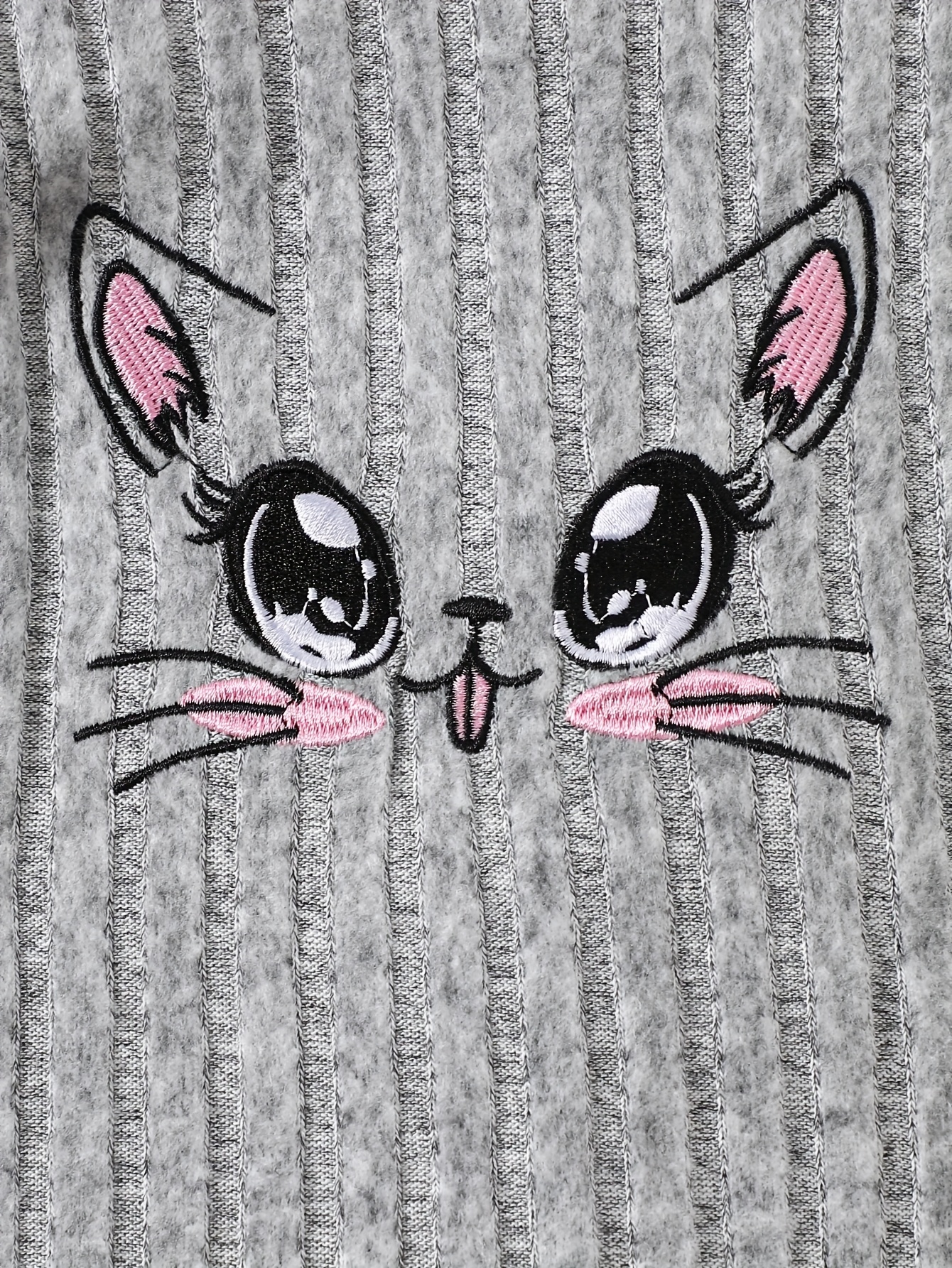 a cute and trendy two piece set for baby girls and toddlers featuring a hooded long sleeve top with ribbed stripes and a cat embroidered dress   outdoor activities and everyday wear making it an   gift   for girls on special occasions Product details 10