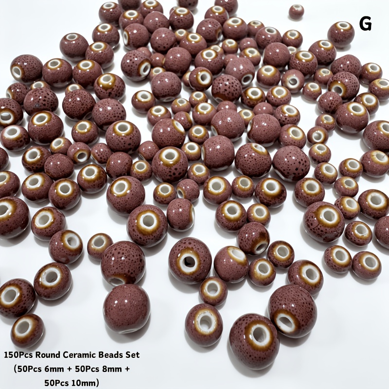 Mixed Size Colorful Glazed Round Ceramic Beads for Jewelry Making