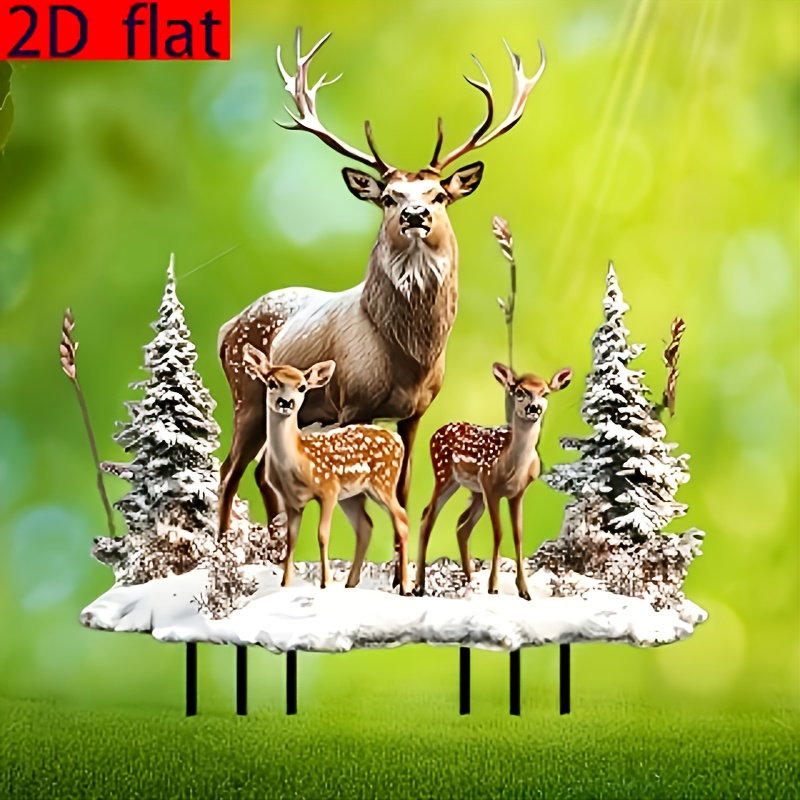 

A Stylish 2d Acrylic Deer Sign - Suitable For Potted Plants And Flower Beds As Outdoor Christmas Decorations - A Home-themed Decorative Sign And Plaque - Anniversaries And Christmas Gifts.